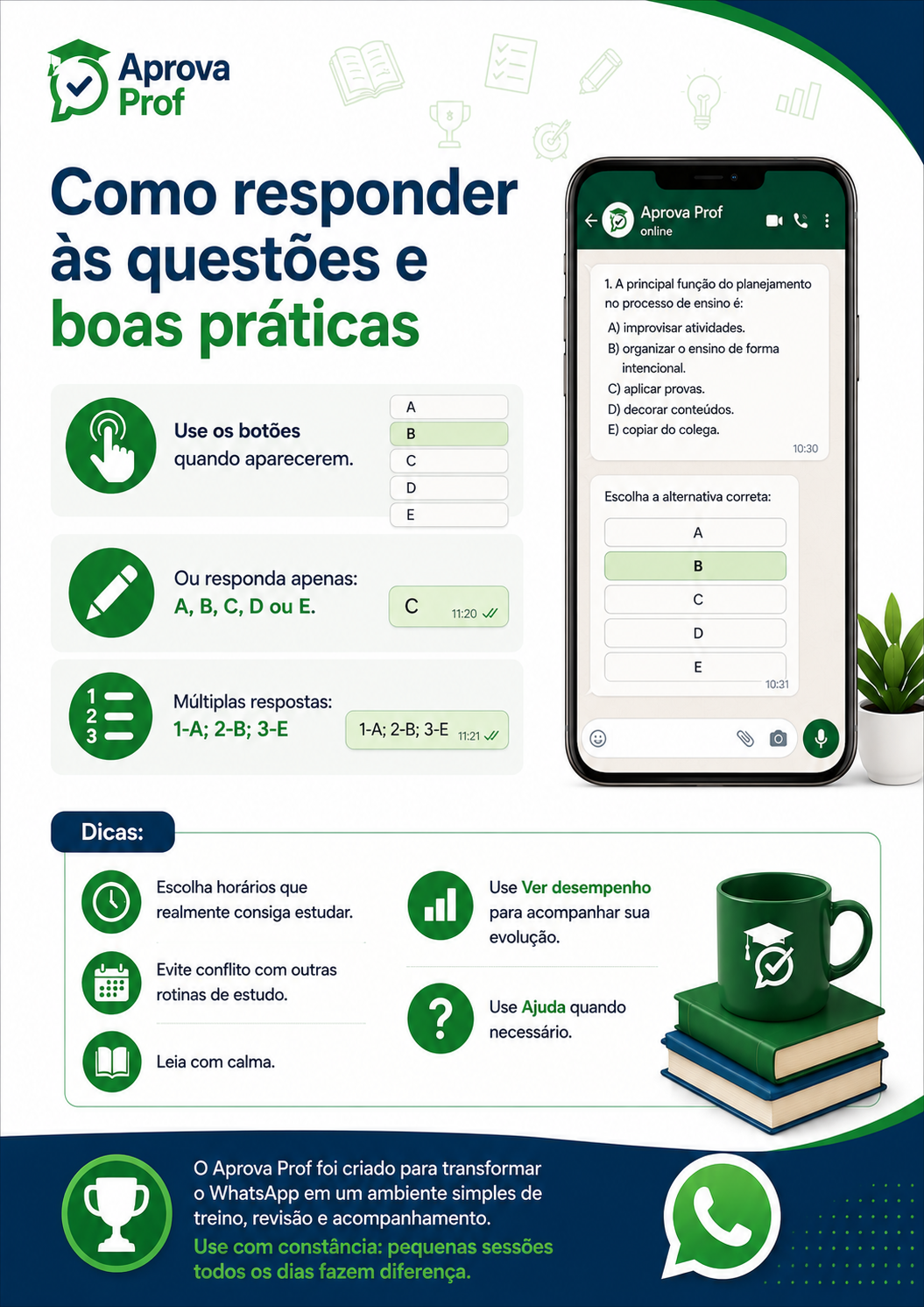 Material visual do Aprova Prof com orientação de estudos